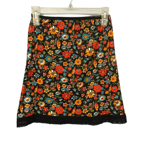 Vintage 60s Simone Slip – Black Floral – Size Small